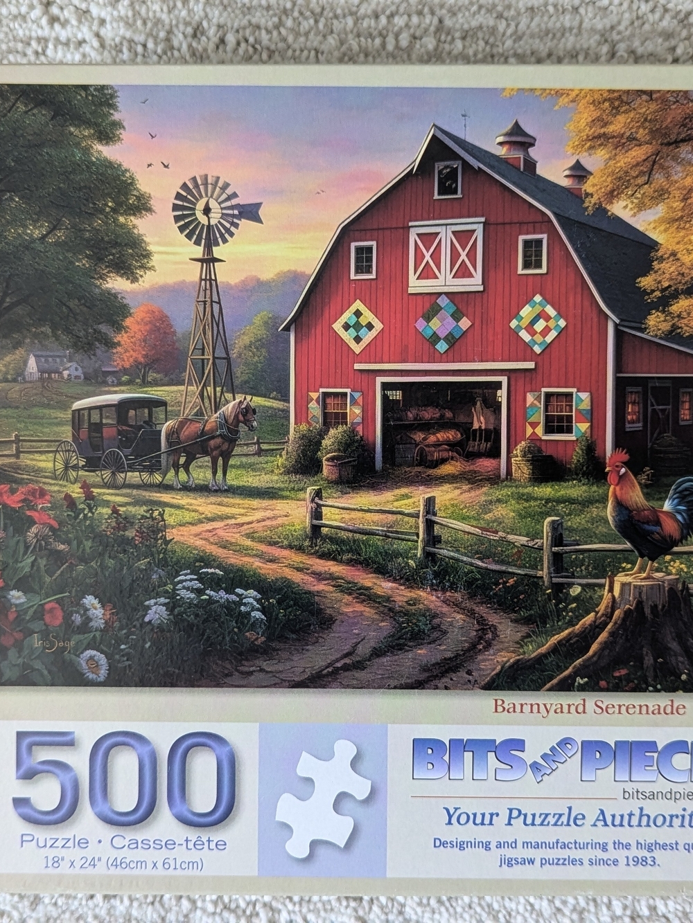 🧩 Bits and Pieces "Barnyard Serenade" 500-Piece Puzzle by Iris Sage 🐓🚜